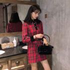 Check Long-sleeve Slim-fit Dress