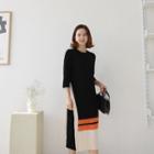 Color-block Pleat Knit Dress