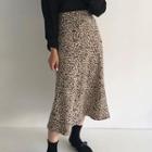 Leopard Print Midi H-line Skirt