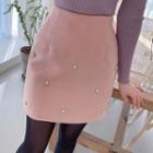 Faux-pearl Detail A-line Miniskirt