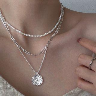 Disc Pendant Sterling Silver Necklace 925 Silver - Necklace - Silver - One Size