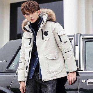 Long-sleeve Faux Fur Hooded Padded Coat