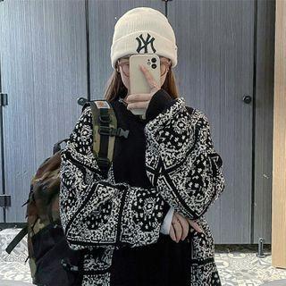 Patterned Panel Sweater Black - One Size
