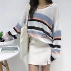 Striped Knit Top White - One Size