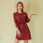 Letter-printed Wrap-front T-shirt Dress
