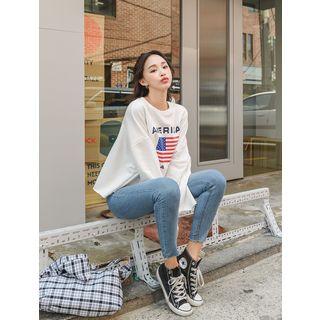 Plus Size Cropped Usa Print T-shirt