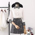 Tweed Panel Blouse / A-line Skirt