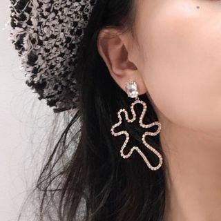 Rhinestone Earring 1 Pair - Asymmetric - Rhinestone - Zircon - One Size