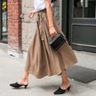Tie-waist Midi Flare Skirt