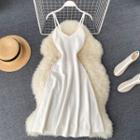 Open Back Spaghetti Strap A-line Dress White - One Size