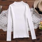 Mock Neck Knit Top White - One Size