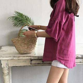 Linen Bow-back A-line Top