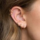 Set Of 4: Rhinestone Stud Earring Gold - One Size