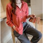 Long-sleeve Loose Fit Stitching Shirt