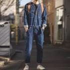 Pocket Detail Long-sleeve Denim Jumpsuit