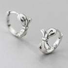 Bow Hoop Drop Earring 1 Pair - Silver - One Size
