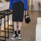 Band-waist Contrast-trim Skirt