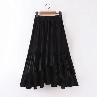 Maxi Corduroy Layered Skirt Black - One Size