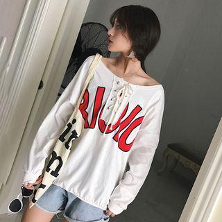 Tie-up Lettering Pullover