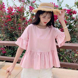 Ruffled Bell-sleeve T-shirt