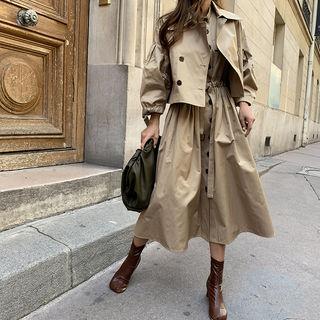 Trench Jacket & Long Shirtdress Set Beige - One Size