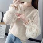 Bell-sleeve Lace Panel Sweater
