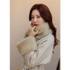 Faux-fur Wool Blend Coat With Scarf