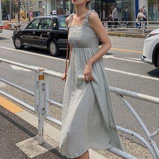 Sleeveless High-waist Midi Dress Light Green - One Size