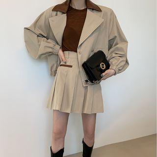 Double-breasted Jacket / Mini A-line Skirt