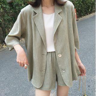 3/4-sleeve Chiffon Blazer / Shorts