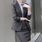 Pinstriped Blazer / Pencil Skirt / Dress Pants / Vest / Dress Shirt / Set