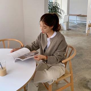 Wool Blend Zip-up Cardigan