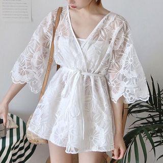 Lace V-neck Sheer Playsuit