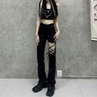 Cropped Camisole / High Waist Strappy Cutout Bootcut Pants / Set