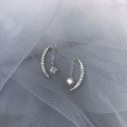 925 Sterling Silver Moon Stud Earring 1 Pair - Moon - Silver - One Size