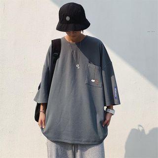 3/4 Sleeve Applique Printed T-shirt