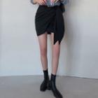 Tie-front Pencil Miniskirt