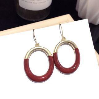 Two-tone Alloy Hoop Dangle Earring 1 Pair - Gold - One Size