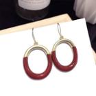 Two-tone Alloy Hoop Dangle Earring 1 Pair - Gold - One Size