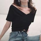 Short-sleeve Wrapped Crop T-shirt