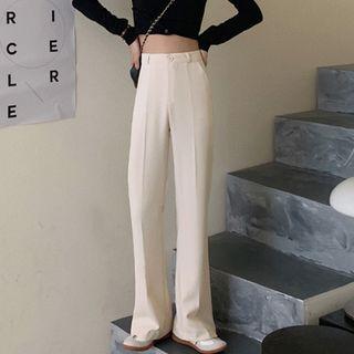 Plain High-waist Flare Pants