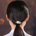 Retro Flower Gemstone Hair Tie Pink Gemstone - Gold - One Size