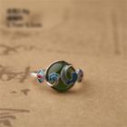 Cloud Faux Gemstone Sterling Silver Open Ring Blue & Green - One Size