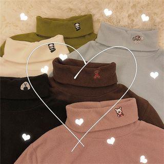 High-neck Cartoon Embroidered Top