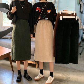 Corduroy Midi Shift Skirt