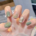 Flower Faux Nail Tips R176 - Green - One Size