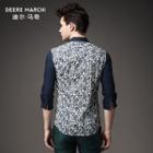 Patterned Panel 3/4-sleeve Shirt