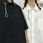 Couple Matching Chain Detail Elbow-sleeve Shirt