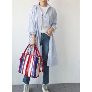 Pocket-front Slit-side Long Shirt