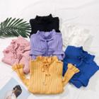 Tie-neckline Ruffled Knit Top